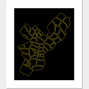 Philadelphia Zipcode Map (yellow) Posters and Art